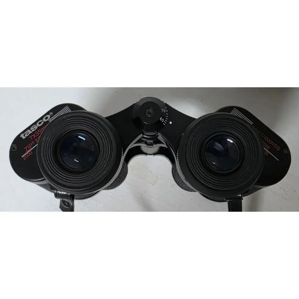 Vintage Tasco ZIP 7x35 Binoculars w/ Case & Strap – Fully Coated Optics